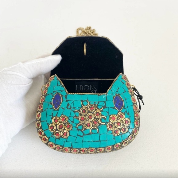 🌷FROM ST. XAVIER The Aby Clutch Turquoise Mosaic Mini Bag - Picture 3 of 10